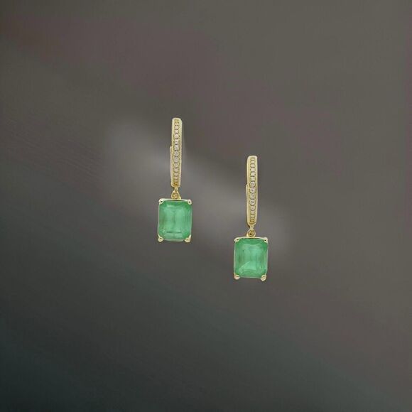 Natural Emerald Diamond Earrings 14k Yellow Gold 3.56 TCW Certified $4,975 - Picture 9 of 11